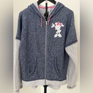 Disney Parks Minnie Mouse Zip Hoodie – Size L – Cozy + Lightweight